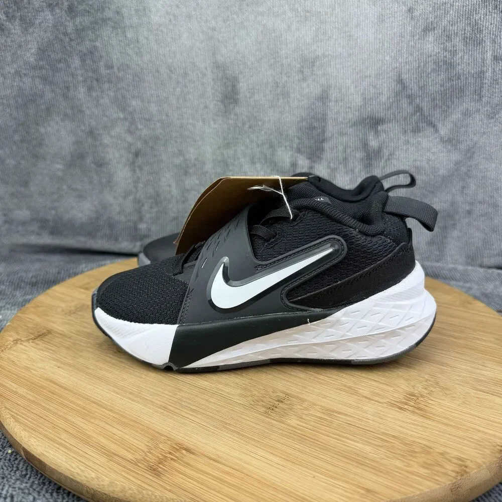 Nike Basketball Shoes Boys Size 11C Black White Sneakers Hook Loop HF6280-002
